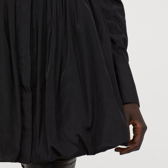 H&M Studio Collection Black Short Cocktail Dress Balloon‎ skirt Puff Sleeves 12 - Picture 8 of 8